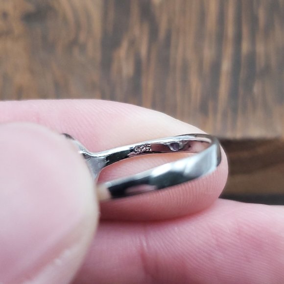 Size 7 925 Sterling Silver Fancy Purple Cubic Zirconia And Blue Green Opal Ring - Picture 5 of 8